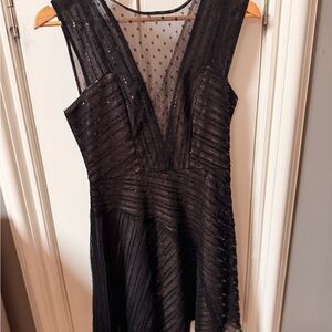 BCBGMaxAzria Black Sheer Backless Dress